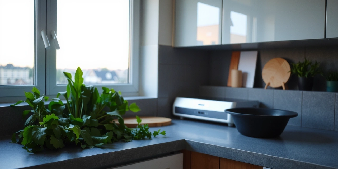 Serene kitchen workspace